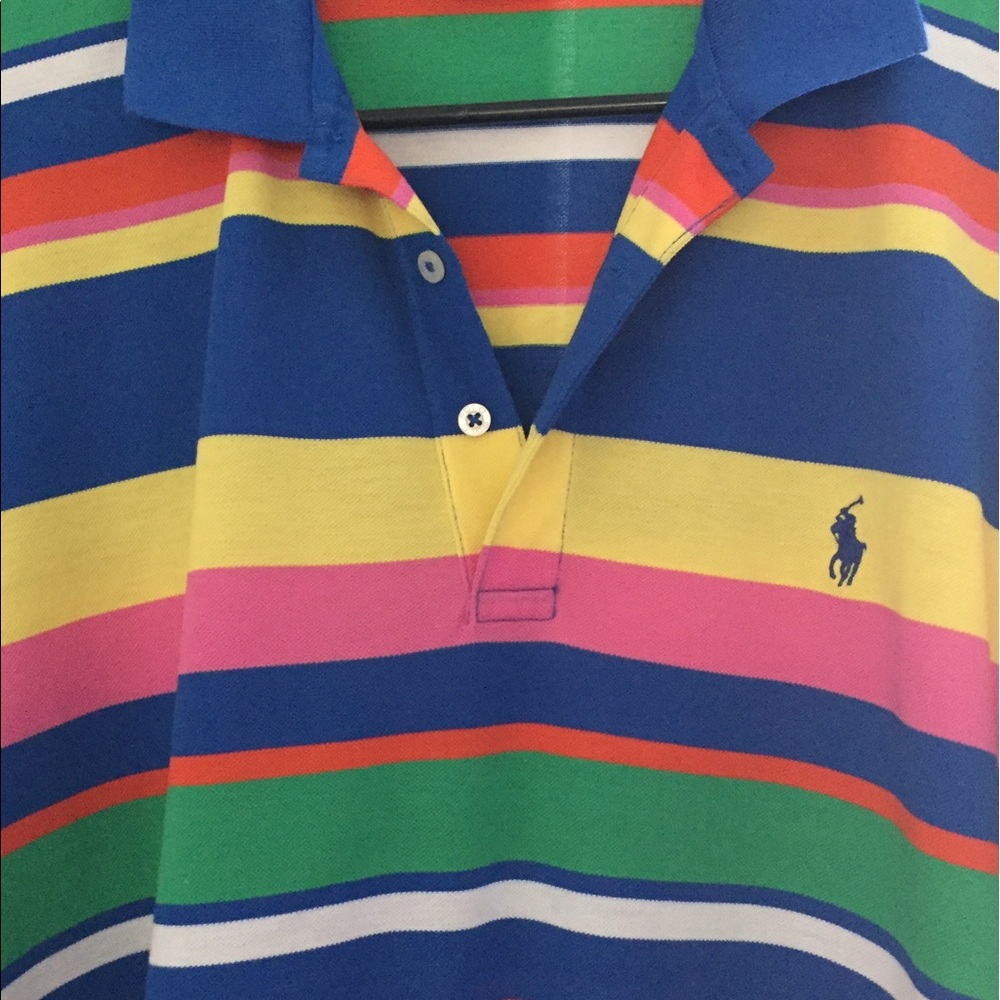Lauren Ralph Lauren Blue Multicolor Striped Polo Shirt